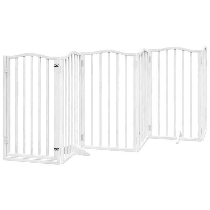 Poartă câini pliabilă cu ușă 15 panouri, alb, 750 cm, lemn plop - WALTI WALTI