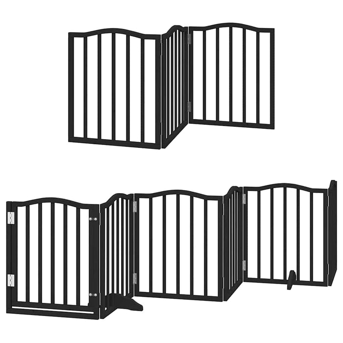Poartă câini pliabilă cu ușă 15 panouri negru 750 cm, lemn plop - WALTI WALTI