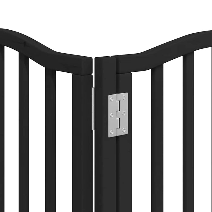 Poartă câini pliabilă cu ușă 15 panouri negru 750 cm, lemn plop - WALTI WALTI