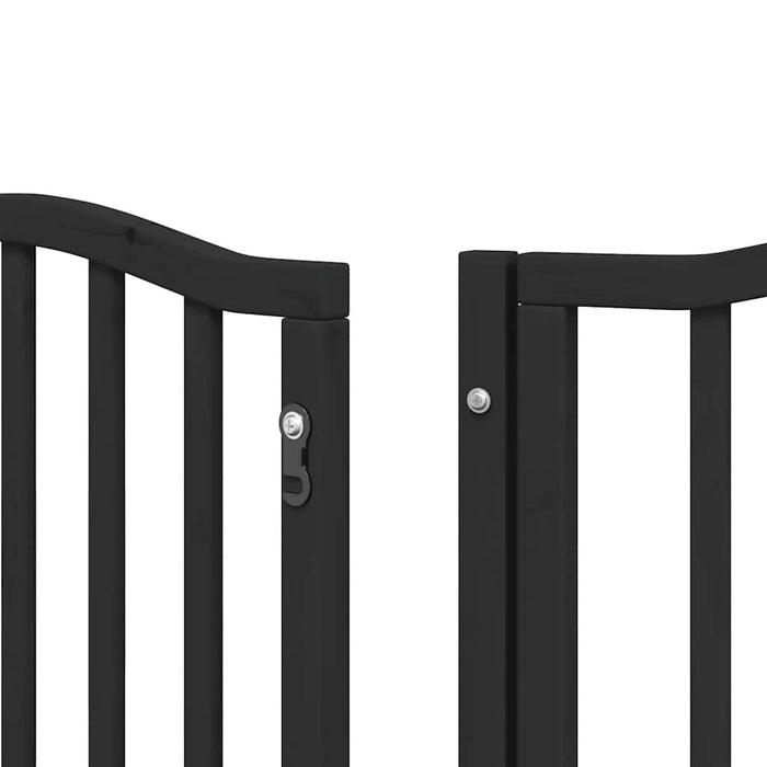 Poartă câini pliabilă cu ușă 15 panouri negru 750 cm, lemn plop - WALTI WALTI