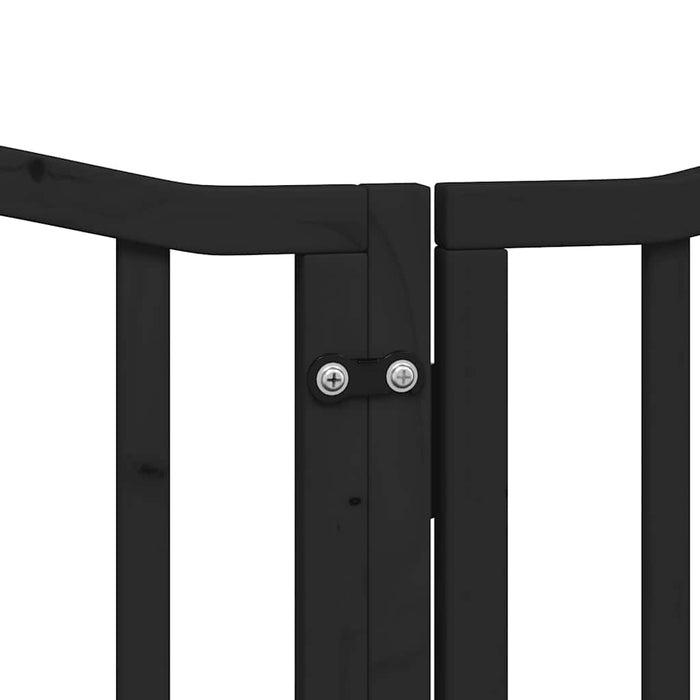 Poartă câini pliabilă cu ușă 9 panouri negru, 450 cm, lemn plop WALTI