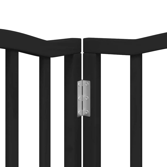 Poartă câini pliabilă cu ușă 9 panouri negru, 450 cm, lemn plop WALTI