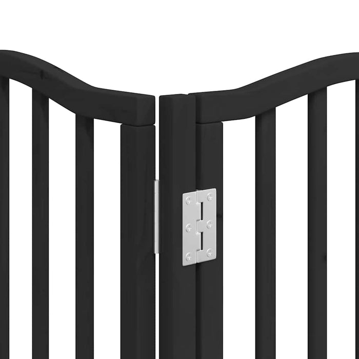Poartă câini pliabilă cu ușă 9 panouri negru, 450 cm, lemn plop WALTI