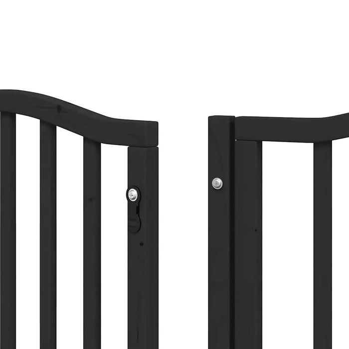 Poartă câini pliabilă cu ușă 9 panouri negru, 450 cm, lemn plop WALTI
