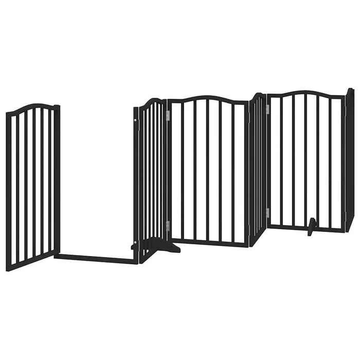 Poartă câini pliabilă cu ușă 12 panouri negru 600 cm, lemn plop - WALTI WALTI