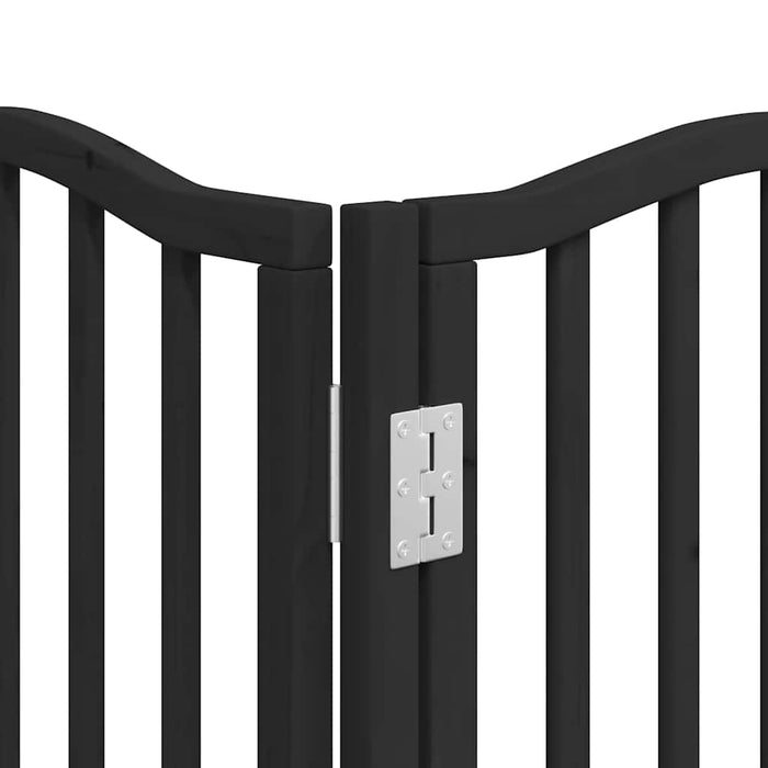 Poartă câini pliabilă cu ușă 12 panouri negru 600 cm, lemn plop - WALTI WALTI