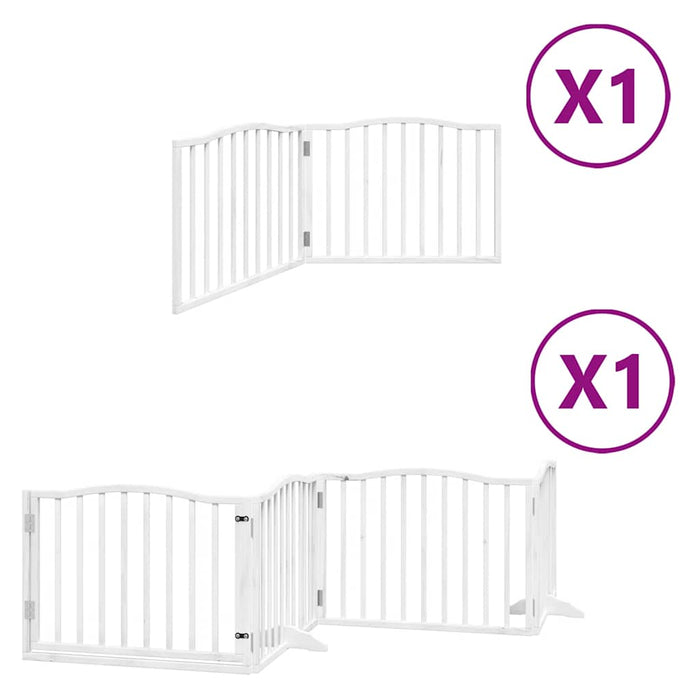 Poartă câini pliabilă cu ușă, 6 panouri, alb, 480 cm, lemn plop WALTI