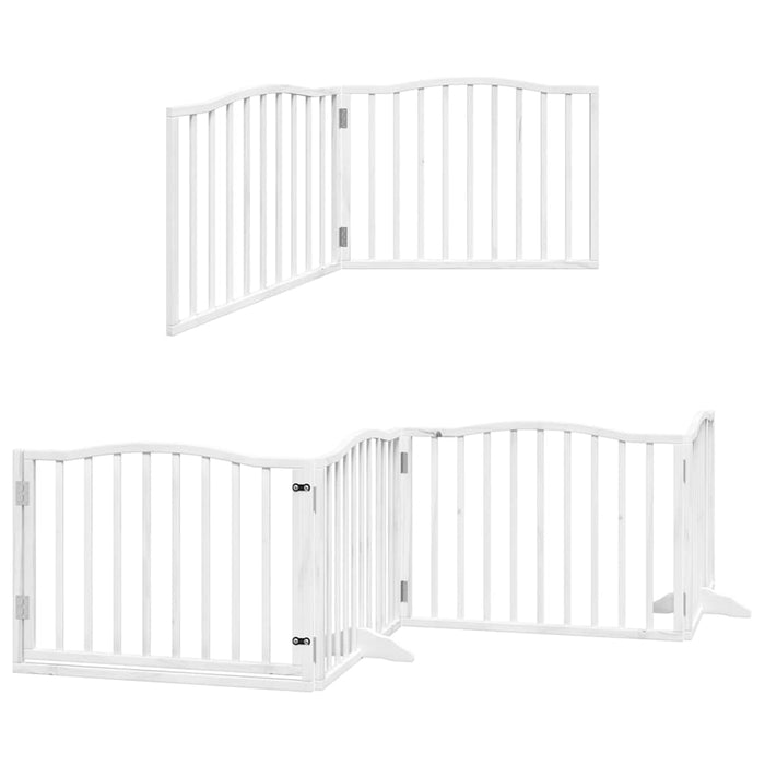 Poartă câini pliabilă cu ușă, 6 panouri, alb, 480 cm, lemn plop WALTI