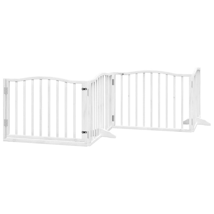 Poartă câini pliabilă cu ușă, 6 panouri, alb, 480 cm, lemn plop WALTI
