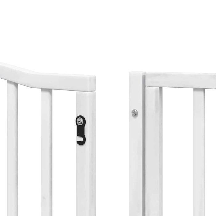 Poartă câini pliabilă cu ușă, 6 panouri, alb, 480 cm, lemn plop WALTI