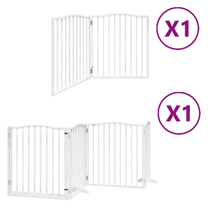 Poartă câini pliabilă cu ușă, 6 panouri, alb, 480 cm, lemn plop - WALTI WALTI