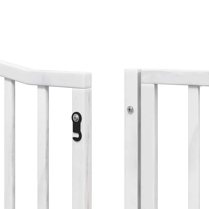 Poartă câini pliabilă cu ușă, 6 panouri, alb, 480 cm, lemn plop - WALTI WALTI