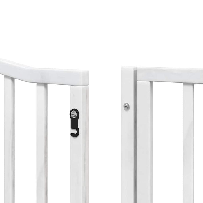 Poartă câini pliabilă cu ușă 8 panouri, alb, 640 cm, lemn plop - WALTI WALTI