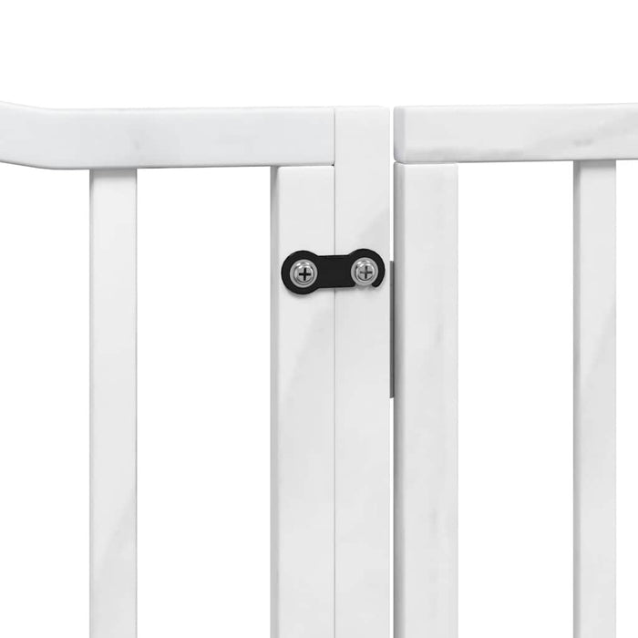 Poartă câini pliabilă cu ușă 12 panouri, alb, 960 cm, lemn plop - WALTI WALTI