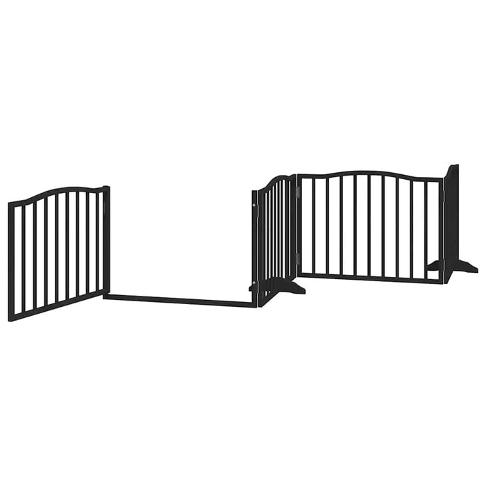 Poartă câini pliabilă cu ușă 6 panouri negru, 480 cm, lemn plop - WALTI WALTI