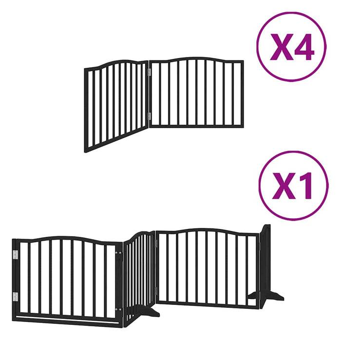 Poartă câini pliabilă cu ușă 12 panouri negru 960 cm, lemn plop - WALTI WALTI