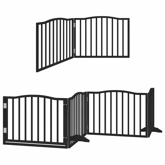Poartă câini pliabilă cu ușă 12 panouri negru 960 cm, lemn plop - WALTI WALTI