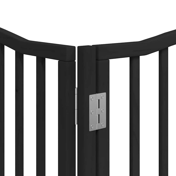 Poartă câini pliabilă cu ușă 8 panouri negru 640 cm, lemn plop - WALTI WALTI