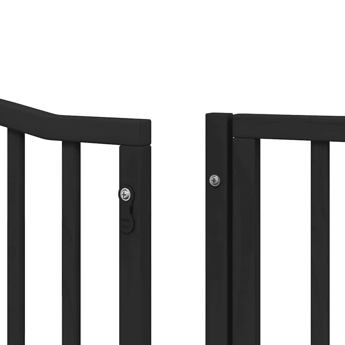 Poartă câini pliabilă cu ușă 12 panouri negru 960 cm, lemn plop WALTI