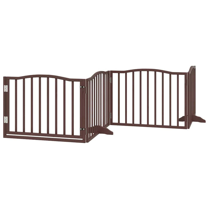 Poartă câini pliabilă cu ușă 12 panouri maro 960 cm, lemn plop WALTI