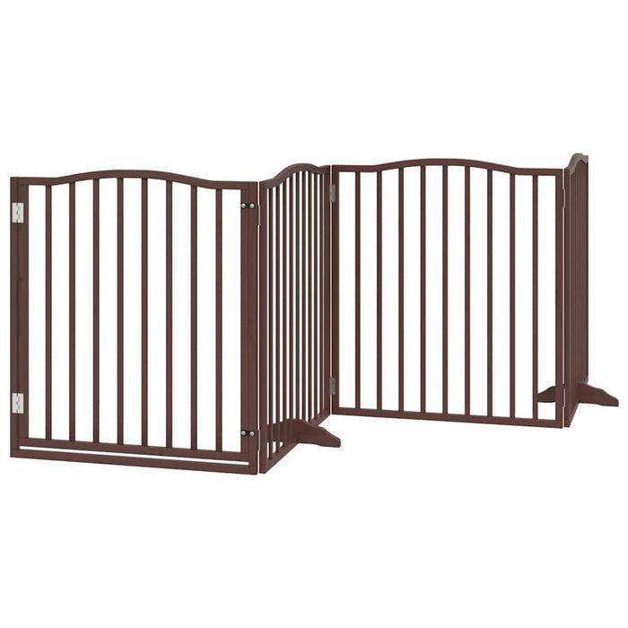 Poartă câini pliabilă cu ușă 12 panouri maro 960 cm, lemn plop - WALTI WALTI