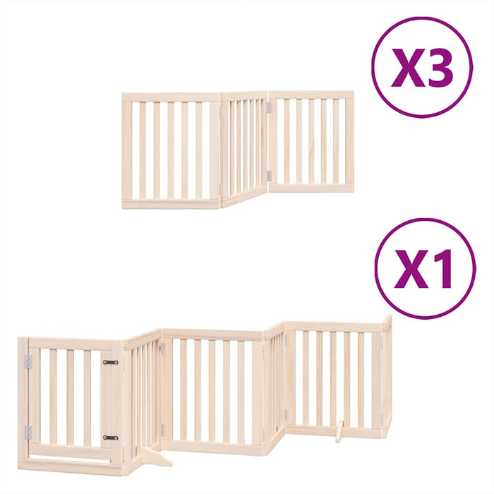 Poartă de câini pliabilă cu ușă, 15 panouri, 750 cm, lemn plop - WALTI WALTI