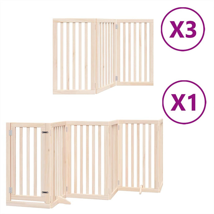 Poartă de câini pliabilă cu ușă, 15 panouri, 750 cm, lemn plop - WALTI WALTI