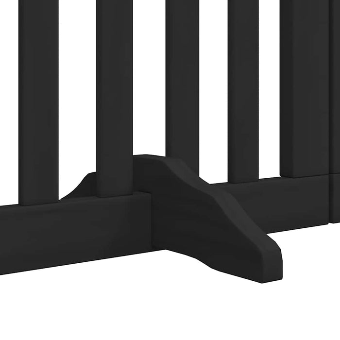 Poartă câini pliabilă cu ușă 9 panouri negru, 450 cm, lemn plop - WALTI WALTI