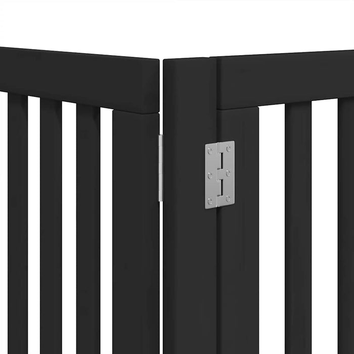 Poartă câini pliabilă cu ușă 9 panouri negru, 450 cm, lemn plop - WALTI WALTI