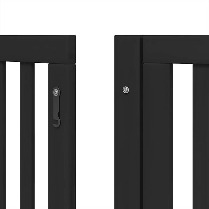 Poartă câini pliabilă cu ușă 15 panouri negru 750 cm, lemn plop - WALTI WALTI