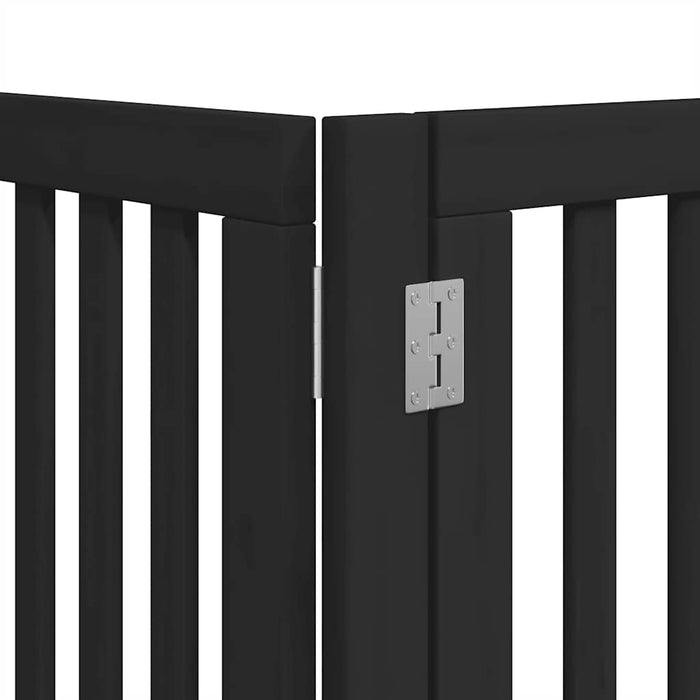 Poartă câini pliabilă cu ușă 15 panouri negru 750 cm, lemn plop - WALTI WALTI