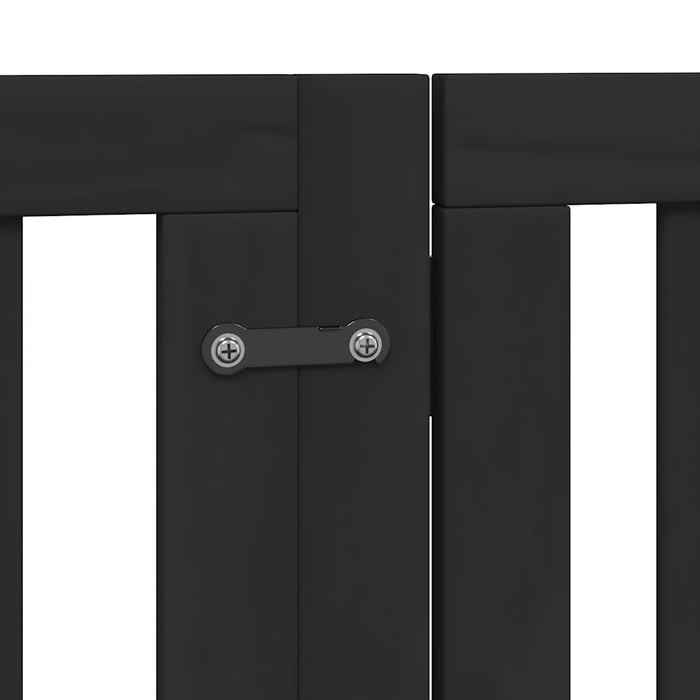 Poartă câini pliabilă cu ușă 12 panouri negru 600 cm, lemn plop - WALTI WALTI