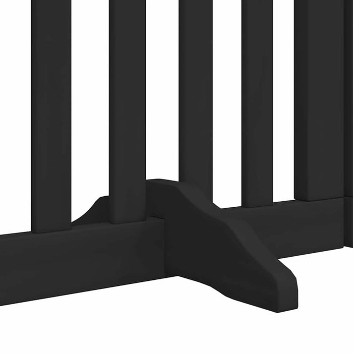 Poartă câini pliabilă cu ușă 15 panouri negru 750 cm, lemn plop WALTI