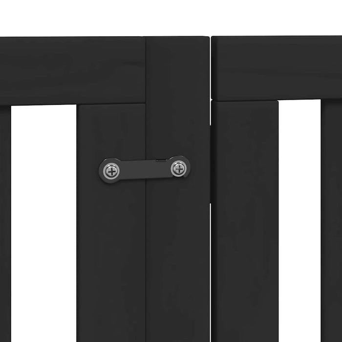 Poartă câini pliabilă cu ușă 15 panouri negru 750 cm, lemn plop WALTI