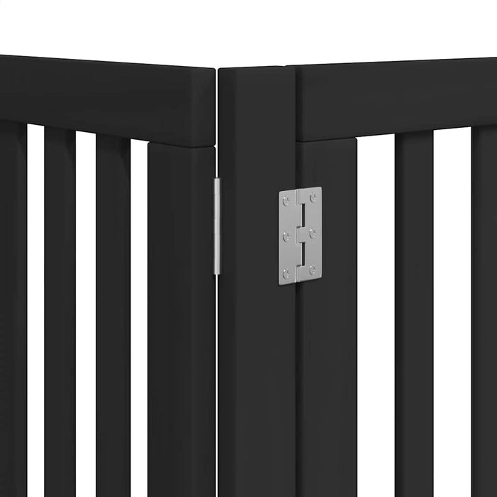 Poartă câini pliabilă cu ușă 15 panouri negru 750 cm, lemn plop WALTI