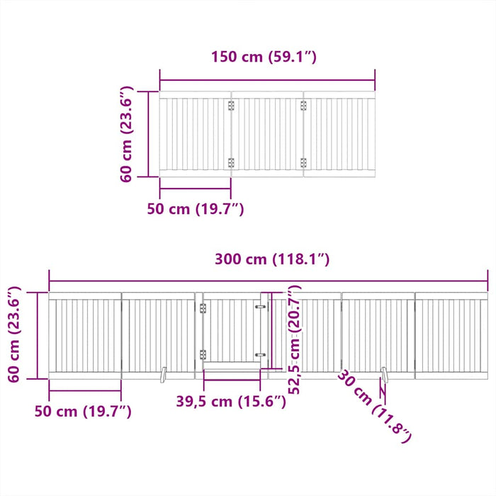 Poartă câini pliabilă cu ușă 9 panouri maro, 450 cm, lemn plop - WALTI WALTI