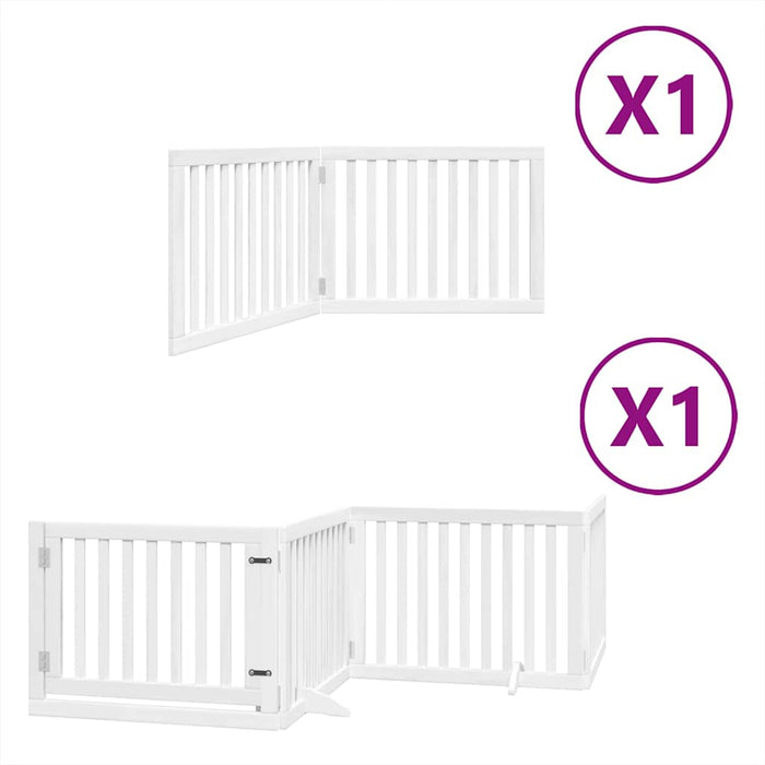 Poartă câini pliabilă cu ușă, 6 panouri, alb, 480 cm, lemn plop - WALTI WALTI