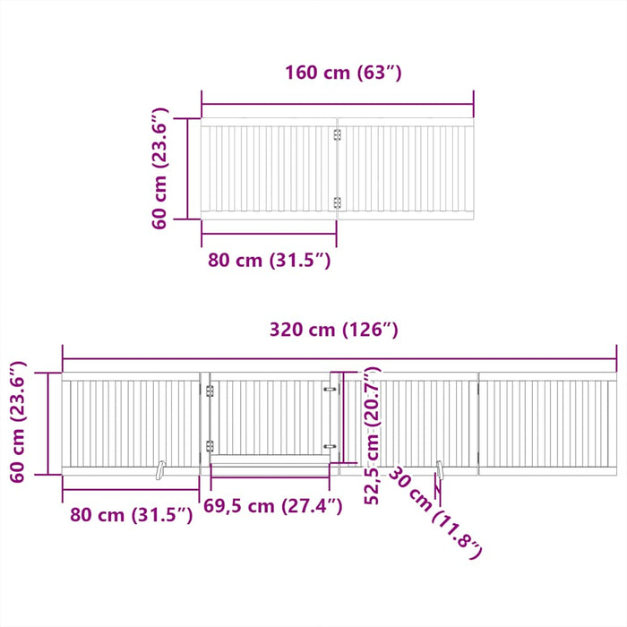 Poartă câini pliabilă cu ușă, 6 panouri, alb, 480 cm, lemn plop - WALTI WALTI