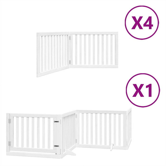 Poartă câini pliabilă cu ușă 12 panouri, alb, 960 cm, lemn plop - WALTI WALTI