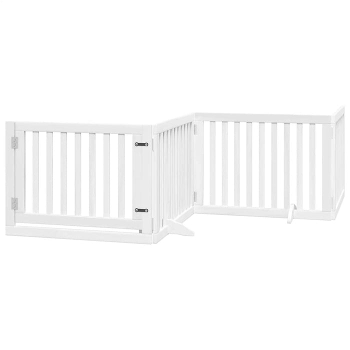 Poartă câini pliabilă cu ușă 12 panouri, alb, 960 cm, lemn plop - WALTI WALTI