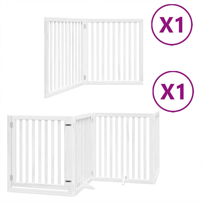 Poartă câini pliabilă cu ușă, 6 panouri, alb, 480 cm, lemn plop - WALTI WALTI