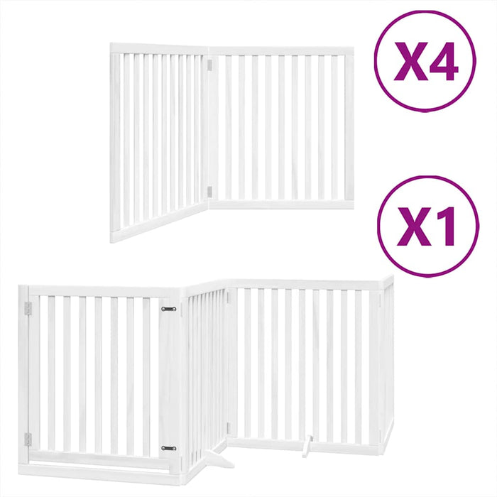 Poartă câini pliabilă cu ușă 12 panouri, alb, 960 cm, lemn plop - WALTI WALTI