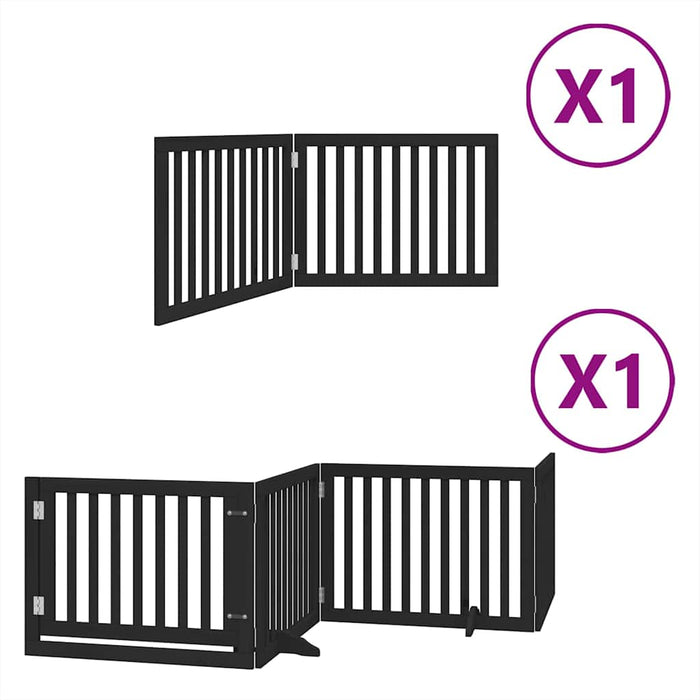 Poartă câini pliabilă cu ușă 6 panouri negru, 480 cm, lemn plop - WALTI WALTI
