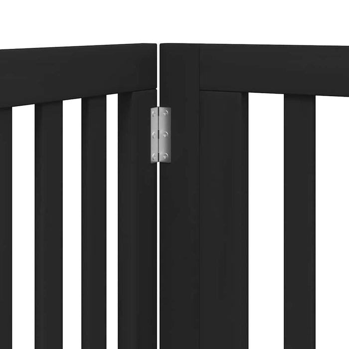 Poartă câini pliabilă cu ușă 8 panouri negru 640 cm, lemn plop WALTI