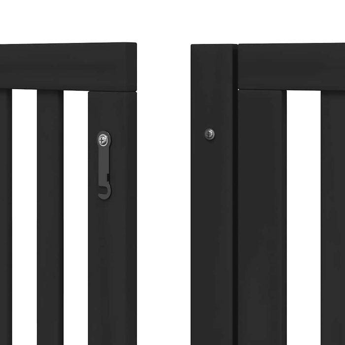 Poartă câini pliabilă cu ușă 8 panouri negru 640 cm, lemn plop WALTI