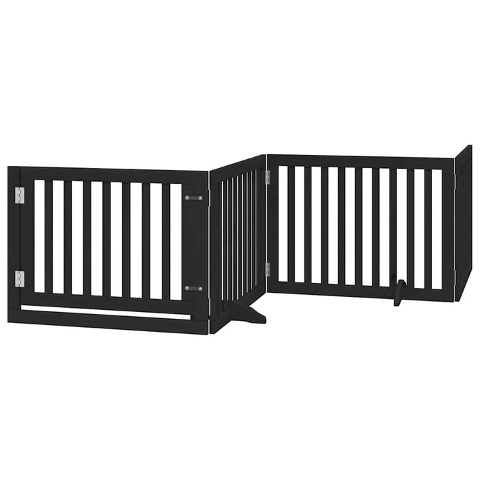 Poartă câini pliabilă cu ușă 10 panouri negru 800 cm, lemn plop - WALTI WALTI