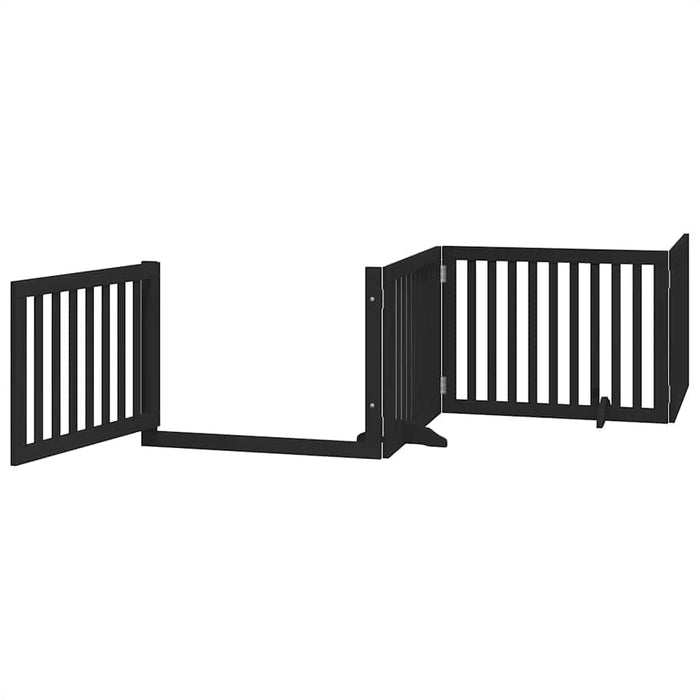 Poartă câini pliabilă cu ușă 10 panouri negru 800 cm, lemn plop - WALTI WALTI