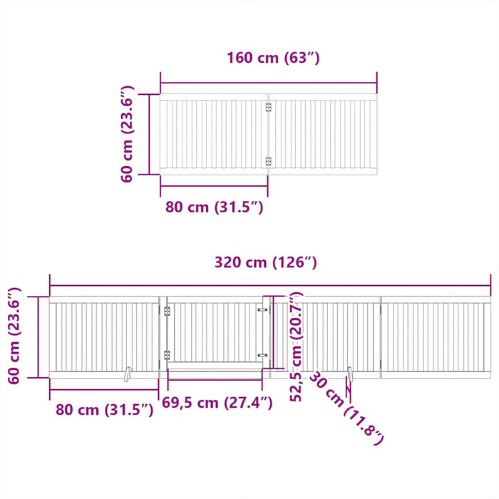 Poartă câini pliabilă cu ușă 10 panouri negru 800 cm, lemn plop - WALTI WALTI