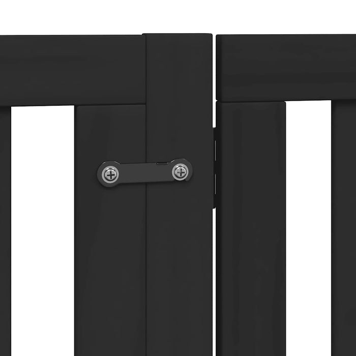 Poartă câini pliabilă cu ușă 6 panouri negru, 480 cm, lemn plop WALTI