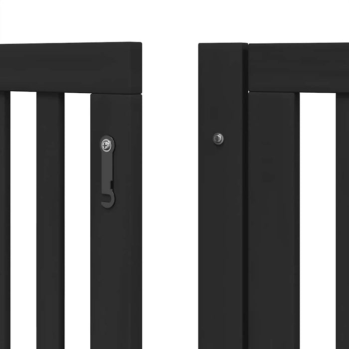 Poartă câini pliabilă cu ușă 8 panouri negru 640 cm, lemn plop WALTI